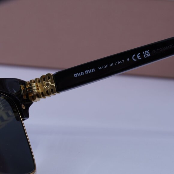 Miu Miu MU10ZS 1AB5S0 Browline Sunglasses – Black\Gold - Picture 9 of 13